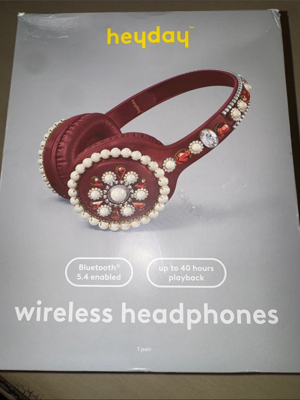 heyday Wireless Bluetooth On-Ear Headphones - Burgundy with Pearl Accents